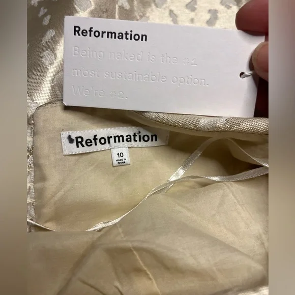 NWT Reformation- Ciaran Mini Dress in Ivory Brocade. Size 10 - Picture 6 of 10